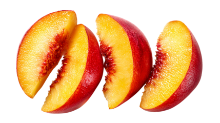Juicy Peach Slices on Black Background