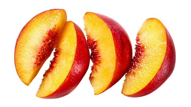 Juicy Peach Slices on Black Background