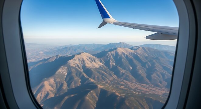 Mountain View from Airplane Window.