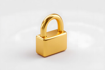 Fototapeta premium Golden pastel 3D padlock icon isolated on background. Security, privacy, protection, safe account, and online safety symbol for modern apps.