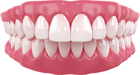 Obraz premium 3D Render of Perfect Human Teeth and Gums on Transparent Background
