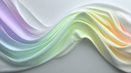 A smooth, flowing fabric draped in a spectrum of pastel colors, creating a soft and ethereal visual effect.