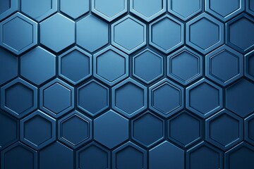 Abstract blue hexagonal geometric pattern with 3D depth and modern lighting effects on a seamless futuristic background concept. Ai generative
