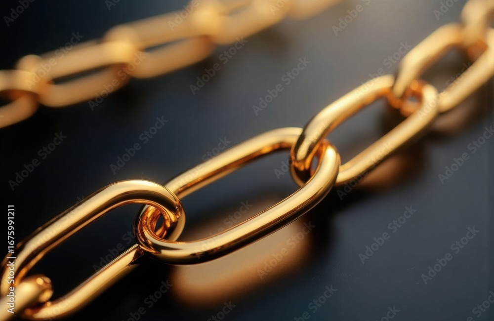 Poster golden chain with large links on dark background creating a luxurious and elegant appearance