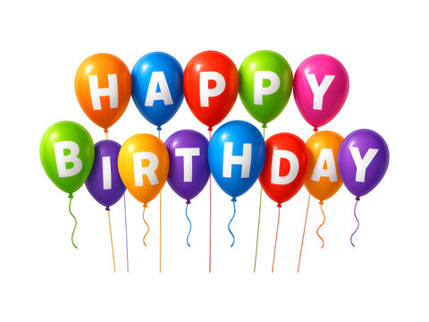 Congratulations happy birthday heavens balls on transparent background