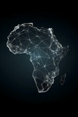 Aerial View of Africa Continent Map with Interconnected Network Lines Linking Countries in a Global Web