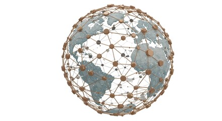 Global network connection on white background