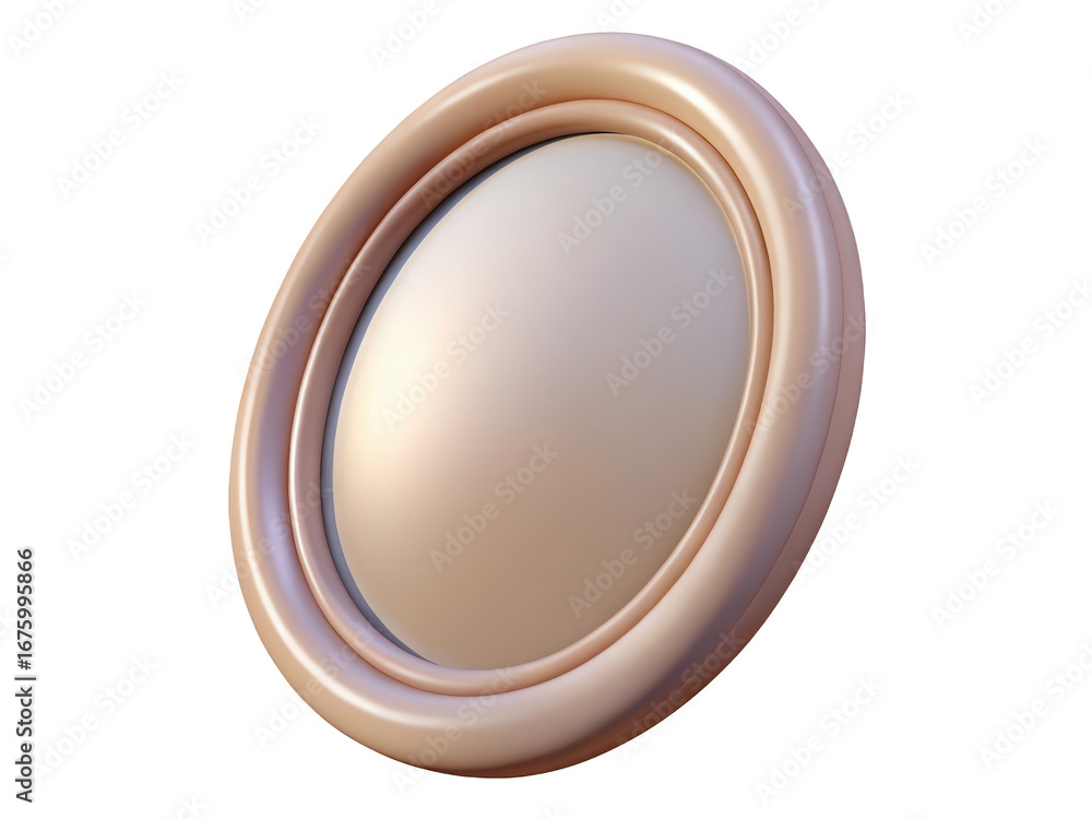 Poster Oval picture frame design beige glossy color empty place realistic look stylish minimalist element 3d illustration isolated on transparent background
