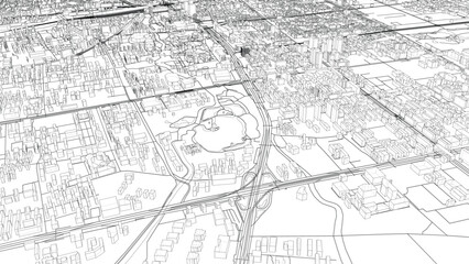 Fototapeta premium Intricate Cityscape Wireframe