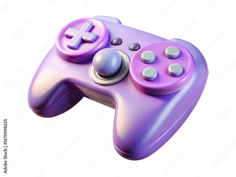 Aufkleber floating purple video game controller with rounded buttons and analog sticks for modern gaming syste