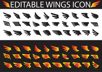 set of vector icon  of wings icon