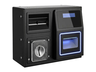 Fototapeta premium Vending machine payment module with scanner and cash slots on a transparent background