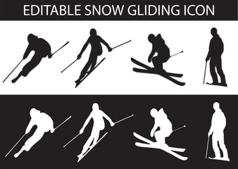 set of vector icon  of snow gliding icon 