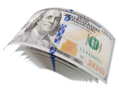 Abstract Set of Falling Collection of U.S. 100 Dollar Bills on a Transparent Background. Transparent PNG. - Powered by Adobe