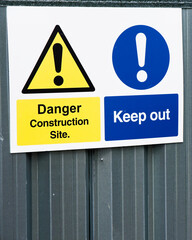 Construction site health and safety sign at entrance