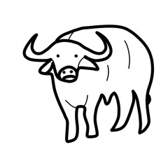 bull woodland animal forest living habitat natural hand drawn
