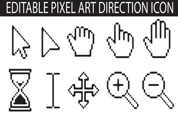 set of vector icon  of pixel art direction or cursor icon