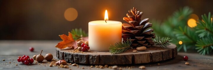 Rustic pine cone candle, natural and warm, perfect for autumn or winter decor  Handcrafted, unique, and eco-friendly, creates a cozy ambiance ,  pine cone,  handcrafted,  woodsy