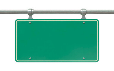 Obraz premium Blank green highway sign isolated on transparent white background 