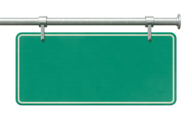 Fototapeta premium Blank green highway sign isolated on transparent white background 