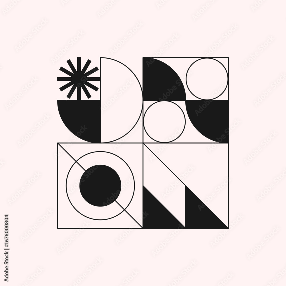 Wall mural geometric abstract pattern design.brutal inspired art with simple modular shapaes and forms.trendy s