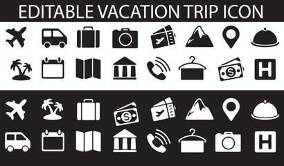 set of vector icon  of vacation trip icon 