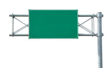 Obraz premium Green roadside sign featuring blank space isolated on transparent white background