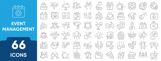 Collection of Event Planning Icons. Event. Planning. Corporate, financial, gala, charity, business, and retirement icon set.  Vector Illustration.