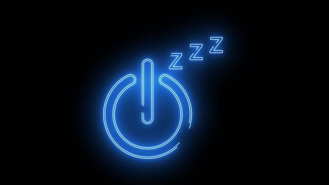 power button icon and sleep icon with neon effect