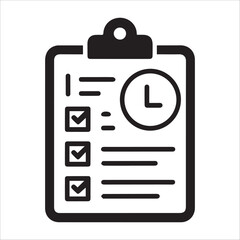 Business illustration of a computer web checklist icon vector symbol with a check mark on a clipboard document
