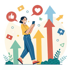 Social Media User Engaging with Positive Feedback and Growing Trends