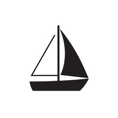 Simple Boat Icon Symbol in Black and White Illustration
