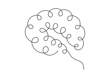 Human Brain Single Line Art Vector | Minimalist Abstract Mind Illustration