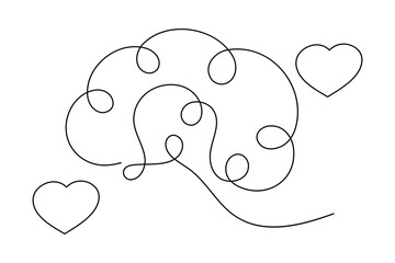 Abstract Human Brain One Line Art Vector Creative Minimalist Continuous Drawing Design. illustration