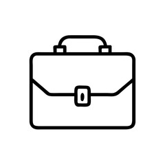 Obraz premium Illustration of a simple black outline briefcase with a handle and a clasp on a white background