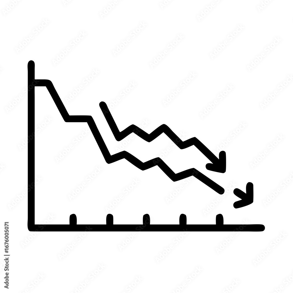 Poster two downward trending line graphs with arrows indicating a decrease in value on a chart graph image