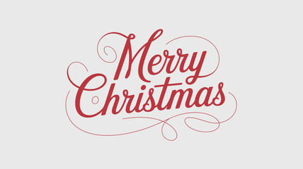 Vector art of elegant merry christmas text with decorative swirls and dotted lines, isolated on a light gray background