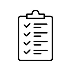 Fototapeta premium Illustration of a checklist on a clipboard with checkmarks and horizontal lines representing items done
