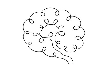 Human Brain Single Line Art Vector | Minimalist Abstract Mind Illustration