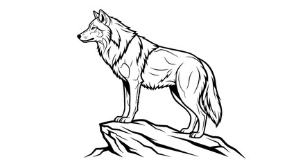 Fototapeta premium Majestic Wolf Standing Proudly on Rocky Outcrop.