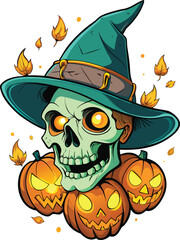 Spooky Halloween T-Shirt – Witch Flying on Broomstick with Bats, Haunted Forest Halloween T-Shirt – Creepy Sunset