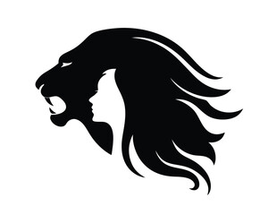 Majestic lion head silhouette majestic mane powerful roaring symbol animal power wildlife king