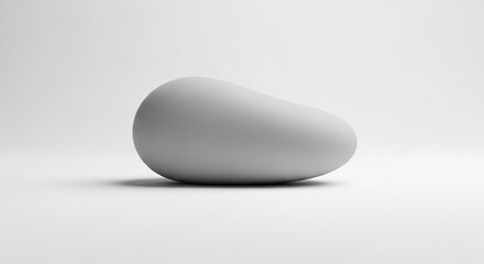 Here's a helpful description of the image: A smooth, gray, pebble-shaped object rests on a light gray surface. It has a matte finish and is likely a 3D rendering used to showcase AI-generated art.

