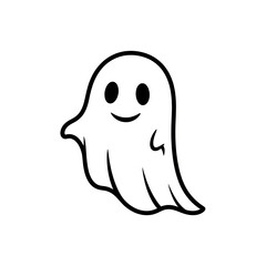 Friendly cartoon ghost with smiling face, perfect for Halloween and spooky fun