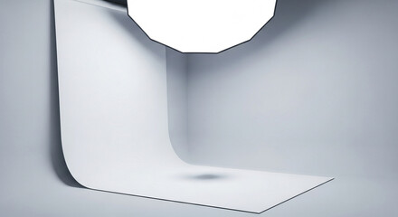 A stylized product studio setup for photographs. The backdrop is light gray, and the lighting is bright and neutral.


