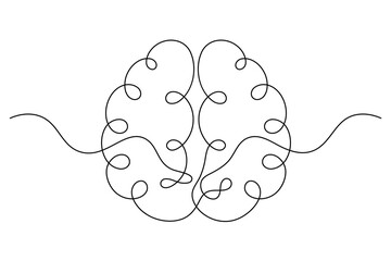 Abstract Human Brain One Line Art Vector Creative Minimalist Continuous Drawing Design. illustration © CreativeDesignStudio