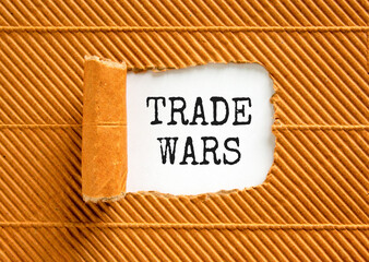 Trade wars symbol. Concept word Trade wars on beautiful white paper. Beautiful brown paper...