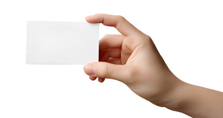 Obraz premium hand holding a blank card, transparent background, png file 