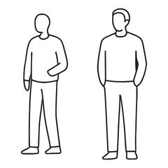 Simple line art depicting two men standing side by side wearing casual clothing