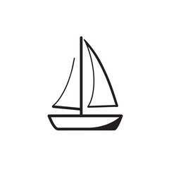 Simple Boat Icon Symbol in Black and White Illustration